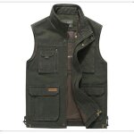 Gilet homme de plein air pur coton fermeture clair multi - poches casual reporter et photographie - ...