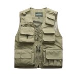 Gilet homme de plein air reporter et photographie sans manches multi - poches casual - insfity - kaki ...