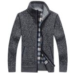Gilet homme automne hiver ouvrez - front zipp cardigan homme tricot chaud coupe ajuste col droit manche ...