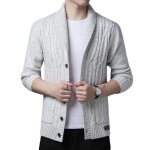 Gilet homme automne hiver en tricot cardigan elegant manches longues couleur unie avec poches - blanc ... Gilet homme automne hiver en tricot cardigan elegant manches longues couleur unie avec poches - blanc ...