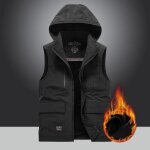 Gilet homme capuche amovible doubl polaire automne hiver veste sans manches chaude multi poches couleur ...