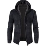 Gilet homme capuche carreaux doubl polaire veste zippee chaude epaisse automne - hiver - noir