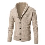 Gilet homme cardigan en tricot automne hiver manches longues couleur unie avec poches