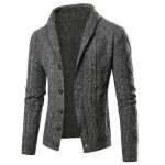 Gilet homme cardigan en tricot automne hiver manches longues couleur unie avec poches - gris