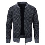 Gilet homme chaud en tricot automne hiver cardigan zippe carreaux epais doubl� polaire col officier confortabl ...