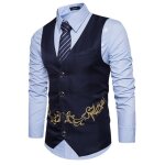 Gilet homme - gilet de costume - gilet brod - vtement masculin - noir
