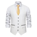 Gilet homme de costume business sans manches gilet mariage cérémonie col v couleur unie - blanc Gilet homme de costume business sans manches gilet mariage cérémonie col v couleur unie - blanc