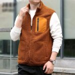 Gilet homme epais sans manche polaire col montant doux couleur unie - insfity - jaune