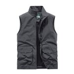 Gilet homme exterieur multipoches léger respirant veste sans manche couleur unie Gilet homme exterieur multipoches léger respirant veste sans manche couleur unie