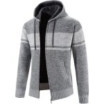 Gilet homme hiver capuche en tricot doubl polaire cardigan zippe epais chaud manches longues pour automne ...