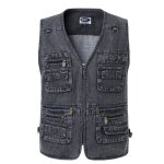 Gilet homme en jean - insfity - sans manche col v multi - poches - gris Gilet homme en jean - insfity - sans manche col v multi - poches - gris