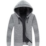 Gilet homme en laine à capuche hiver casual veste zippée epaisse vetement chaud - gris clair Gilet homme en laine à capuche hiver casual veste zippée epaisse vetement chaud - gris clair
