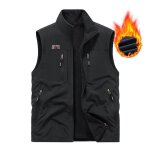 Gilet homme sans manche doubl�e polaire r�versible col montant doux couleur unie - noir