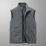 Gilet homme sans manche r�versible doubl�e polaire col montant multipoches couleur unie - gris - insfity ...