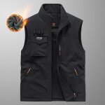 Gilet homme sans manche r�versible doubl�e polaire col montant multipoches - insfity - noir