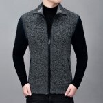 Gilet homme en tricot sans manches insfity - gris fonce - col revers casual  fermeture clair