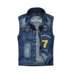 Gilet homme - zewow - veste en jean lgre sans manches - couleur bleu