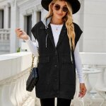 Gilet en jean denim femme avec capuche sans manches - insfity - noir - casual - printemps / Été Gilet en jean denim femme avec capuche sans manches - insfity - noir - casual - printemps / Été