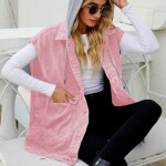 Gilet en jean denim femme avec capuche sans manches - insfity - rose - casual - printemps / �t�