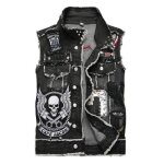 Gilet en jean homme broderie slim fit effet dlav veste fashion sans manches printemps et automne - ...