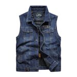 Gilet en jean homme veste sans manches multi - poches - insfity - printemps et automne - bleu foncé - ... Gilet en jean homme veste sans manches multi - poches - insfity - printemps et automne - bleu foncé - ...