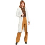 Gilet long manches longues loose poche femme vila - white alyssum - col arrondi