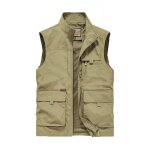 Gilets de p�che de plein air hommes l�ger loisirs multi - poches respirant cargo - kaki