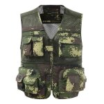 Gilet de p�che - bdl - multi poches - vert camouflage - l�ger - respirant - doublure polyester