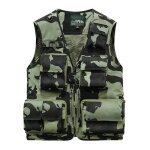 Gilet de p�che camouflage sans manche � s�chage rapide de plein air l�g�re multi - poches - kaki camouflage ...