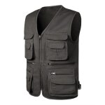 Gilet de pche en coton multi - poches pour homme sans manches - gris - insfity - col v