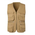 Gilet de p�che en coton multi - poches pour homme sans manches - insfity - jaune