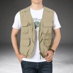 Gilet de pche homme en maille multi - poches grande taille lger respirant  schage rapide extrieur ...