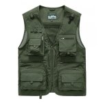 Gilet de p�che homme - vert arm�e - multi - poches l�ger respirant