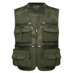 Gilet de p�che homme - vert militaire - multi - poches - l�ger et respirant