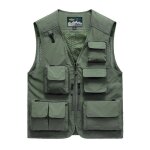 Gilet de p�che photographie multipoches homme exterieur veste sans manches en maille couleur unie - vert ...