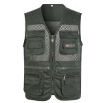 Gilet de p�che - sans manche - homme - respirant - vert