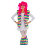 Gilet peluche arc - en - ciel adulte - hippie - rose - femme - generique