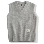 Gilet pull homme tricoté sans manche col v regular fit casual mi - saison - gris clair Gilet pull homme tricoté sans manche col v regular fit casual mi - saison - gris clair
