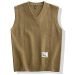 Gilet pull homme tricoté sans manche col v regular fit casual mi - saison - insfity - kaki Gilet pull homme tricoté sans manche col v regular fit casual mi - saison - insfity - kaki
