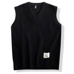 Gilet pull homme tricot sans manche col v regular fit casual mi - saison - noir