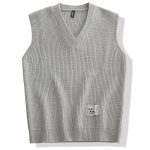 Gilet pull homme tricoté sans manche - col en v - regular fit - couleur unie - gris clair Gilet pull homme tricoté sans manche - col en v - regular fit - couleur unie - gris clair