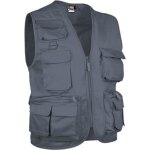 Gilet reporter multipoches sans manches - valento - safari gris - homme - col montant