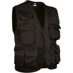 Gilet reporter multipoches sans manches - valento - safari noir - homme - col classique