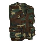 Gilet reporter multipoches sans manches - valento - safari vert camo army - homme - col classique