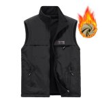 Gilet réversible homme veste chaude sans manches doublé polaire col montant automne hiver couleur unie ... Gilet réversible homme veste chaude sans manches doublé polaire col montant automne hiver couleur unie ...