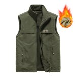 Gilet rversible homme veste chaude sans manches doubl polaire col montant automne hiver couleur unie ...