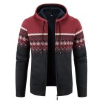 Gilet zipp� � capuche homme hiver chaud doubl� polaire cardigan epais imprime confortable automne hiver ...