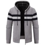 Gilet zippé capuche homme en tricot chaud doublé polaire casual cardigan epais rayures confortable automne ... Gilet zippé capuche homme en tricot chaud doublé polaire casual cardigan epais rayures confortable automne ...