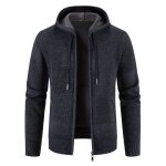 Gilet zippé homme à capuche chaud doublé polaire cardigan en tricot epais manches longues automne hiver ... Gilet zippé homme à capuche chaud doublé polaire cardigan en tricot epais manches longues automne hiver ...