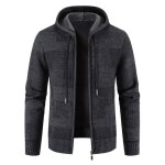 Gilet zipp homme  capuche chaud doubl polaire cardigan en tricot epais manches longues automne hiver ...